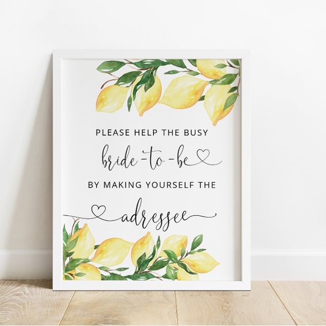 Affiche Fête des mariées citron Adresse une enveloppe (Créateur téléchargé)