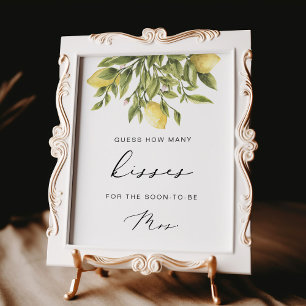 Affiche Fête des mariées citron devine les baisers Signe