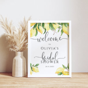 Affiche Fête des mariées citron élégante Bienvenue