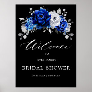 Affiche Fête des mariées d'accueil Royal Blue White Silver