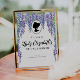 Affiche Fête des mariées d'accueil vintage de fleurs viole
