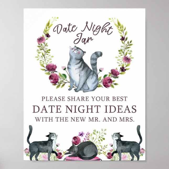 Affiche Fête des mariées Date Nuit Jar Cat Thème Signe (Devant)