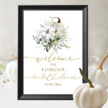 Affiche Fête des mariées d'automne citrouille de verdure P<br><div class="desc">Belle enseigne de bienvenue citrouille de verdure pour la douche de nuptiale à thème automne. Facile à personnaliser avec vos détails. Contactez-moi par conversation si vous avez des questions sur l'oeuvre ou avez besoin d'une personnalisation. VEUILLEZ NOTER : Pour obtenir de l'aide sur les commandes, l'expédition, l'information sur les produits,...</div>
