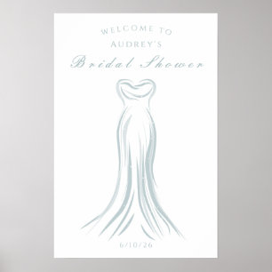 Affiche Fête des mariées de bienvenue Mariage bleu
