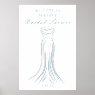 Affiche Fête des mariées de bienvenue Mariage bleu