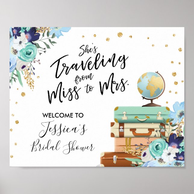 Affiche Fête des mariées de bienvenue Mlle à Mme Floral (Devant)