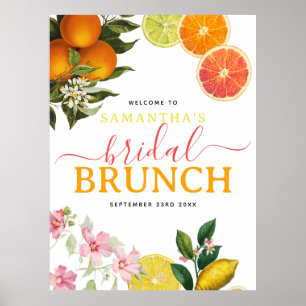 Affiche Fête des mariées de brunch nuptiale d'agrumes aqua