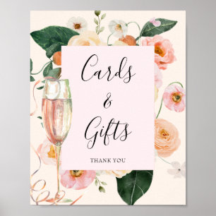 Affiche Fête des mariées de champagne florale de Peach ros