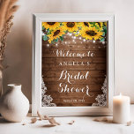 Affiche Fête des mariées de dentelle Rustique des Tourneso<br><div class="desc">Ajoutez une touche de charme rustique à votre douche nuptiale avec cette belle Poster de bienvenue de dentelle de tournesols rustiques. Les tournesols rustiques, les lampes à cordes et les éléments de décoration en dentelle créent une atmosphère chaleureuse et accueillante pour vos invités. Accrochez-le à l'entrée pour accueillir vos invités...</div>