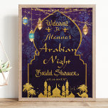 Affiche Fête des mariées de lampes Exotic Arabian Nights B<br><div class="desc">Personnalisez ce signe d'accueil de la douche nuptiale Arabian neutre pour genre exotique facilement et rapidement, appuyez simplement sur le bouton customiser pour réorganiser et formater le style et le placement du texte. Cette enseigne unique présente des lanternes marocaines et un paysage arabe. Disponible en téléchargement instantané. Objets correspondants disponibles...</div>