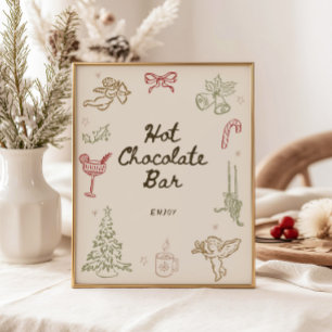 Affiche Fête des mariées de Noël Whimsical Chocolat chaud