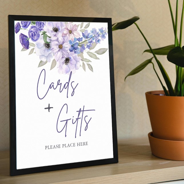 Affiche Fête des mariées de script chic violet Fleur Faveu (Chic Purple Flower Script Bridal Shower Favors Poster)