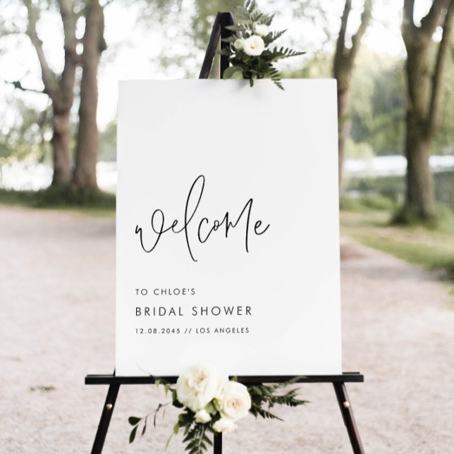 Affiche Fête des mariées de script d'écriture manuscrite m (Modern bridal shower welcome sign featuring minimalist handwriting. Perfect for any bridal theme.)