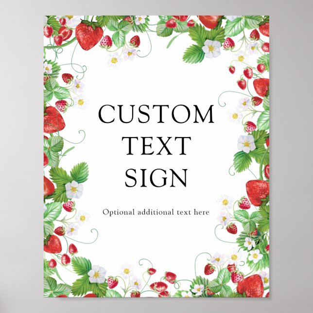 Affiche Fête des mariées de texte personnalisée fraise (Devant)
