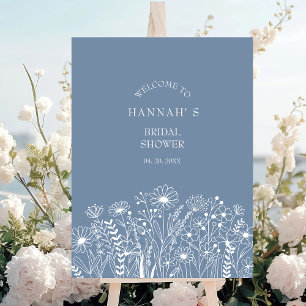 Affiche Fête des mariées fleur sauvage Dusty Blue Boho Bie