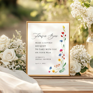 Affiche Fête des mariées fleur sauvage Flower Bar