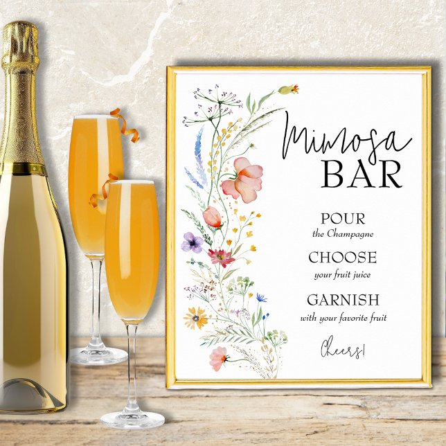 Affiche Fête des mariées fleur sauvage Mimosa Bar (Wildflowers bridal shower mimosa bar poster - PRINT and/or INSTANT DOWNLOAD!)