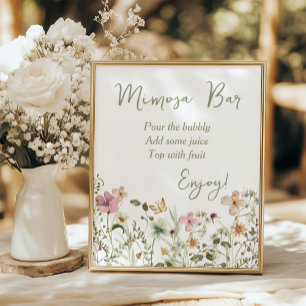 Affiche Fête des mariées Fleur sauvage Mimosa Bar
