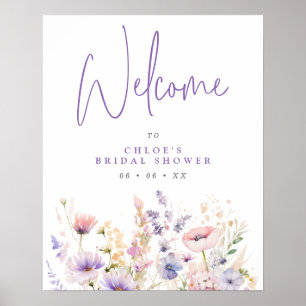 Affiche Fête des mariées Fleurs sauvages Lilac Bienvenue