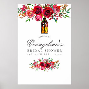 Affiche Fête des mariées florale aquarelle Bienvenue