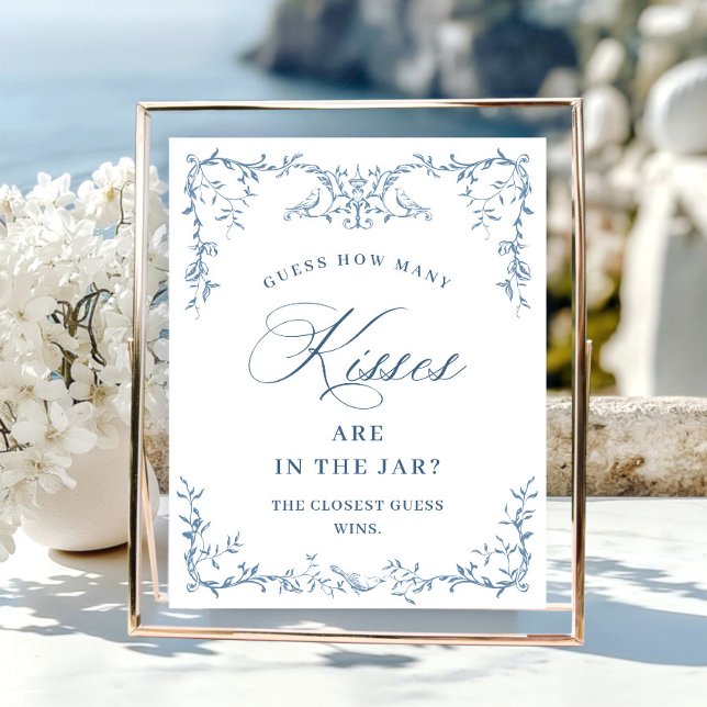 Affiche Fête des mariées Florale Bleue Orné Victorien (Créateur téléchargé)