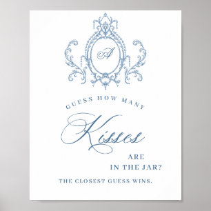 Affiche Fête des mariées Florale Bleue Victorienne Ornate