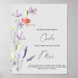 Affiche Fête des mariées Florale Devine Combien De Corks