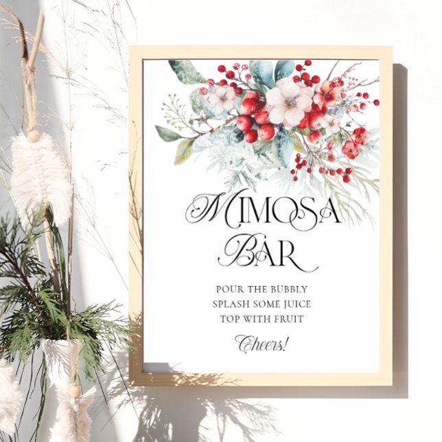 Affiche Fête des mariées Florale d'hiver Mimosa Bar (Créateur téléchargé)
