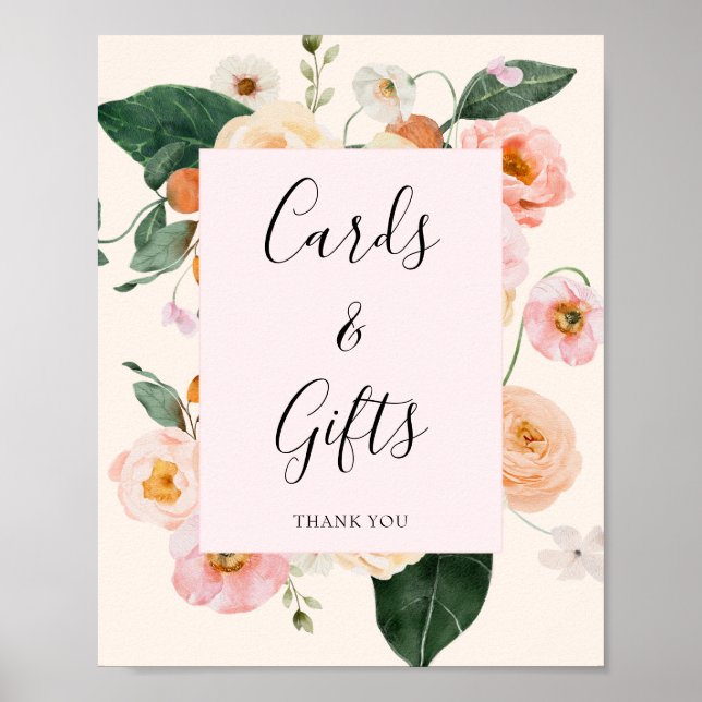 Affiche Fête des mariées florale moderne rose pâle (Devant)