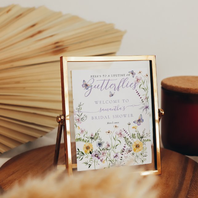 Affiche Fête des mariées florale pourpre pourpre de papill (Créateur téléchargé)