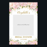 Affiche Fête des mariées Florale Rose or Prop<br><div class="desc">Bouteille de photo rose et or féminin avec fleurs d'aquarelle et confettis d'or faux</div>