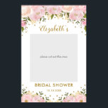 Affiche Fête des mariées Florale Rose or Prop<br><div class="desc">Bouteille de photo rose et or féminin avec fleurs d'aquarelle et confettis d'or faux</div>