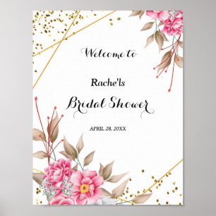 Affiche Fête des mariées florale rose verso géométrique