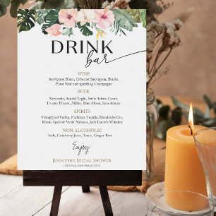 Affiche Fête des mariées florale tropicale Boissons Menu S