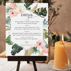Affiche Fête des mariées florale tropicale Boissons Menu S