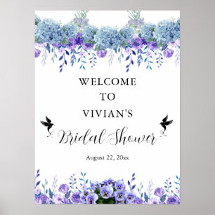 Affiche Fête des mariées florale violet bienvenue