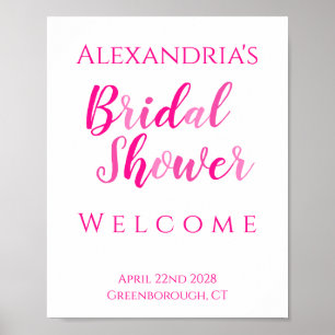Affiche Fête des mariées Hot Pink Modern Party Welcome Pos