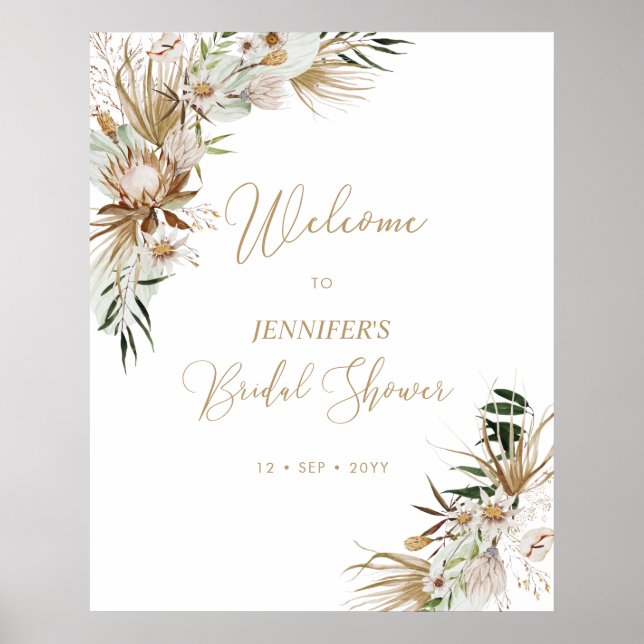Affiche Fête des mariées Mariage Gold Boho (Devant)