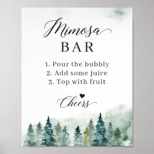 Affiche Fête des mariées Mimosa Bar Sign Pine d'hiver