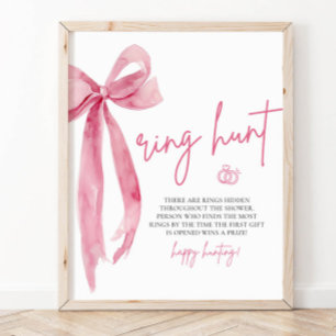 Affiche Fête des mariées moderne Blush Pink Bow Ring