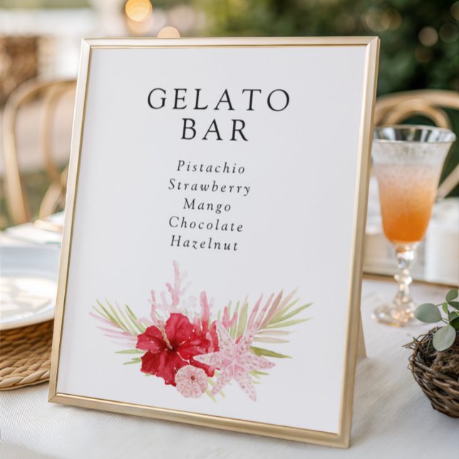 Affiche Fête des mariées Pink Tropical Sea Shell télécharg (Créateur téléchargé)