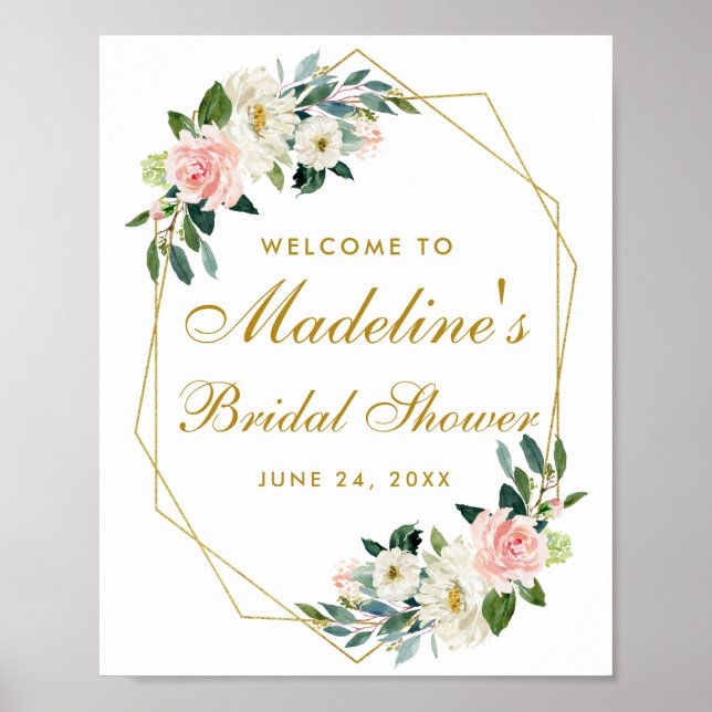Affiche Fête des mariées Rose Blush Gold Frame Accueil Flo (Devant)