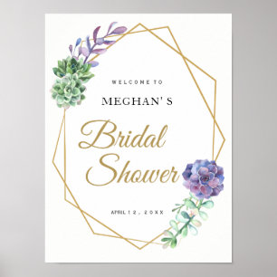 Affiche Fête des mariées signe de bienvenue violet succule