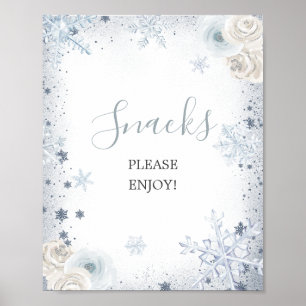 Affiche Fête des mariées Silver Blue Winter Snowflake Snac