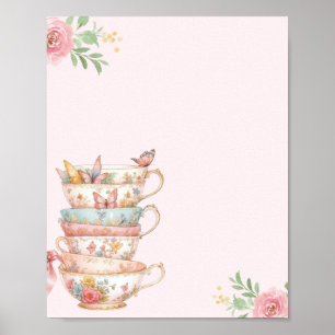 Affiche Fête des mariées Tea Party Déverser le thé Conseil