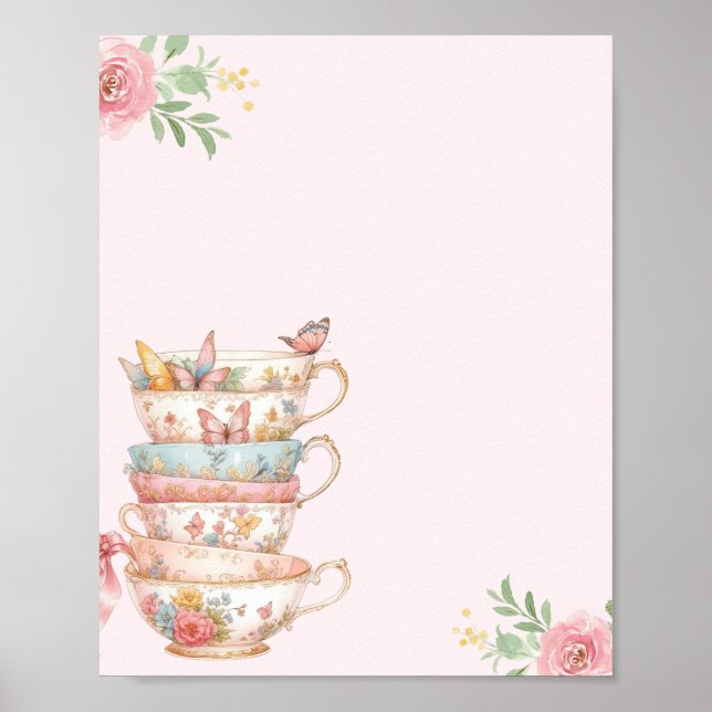 Affiche Fête des mariées Tea Party Déverser le thé Conseil (Devant)