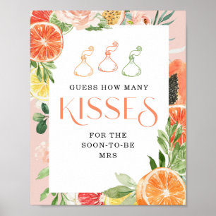 Affiche Fête des mariées Tropical Citrus Combien de baiser