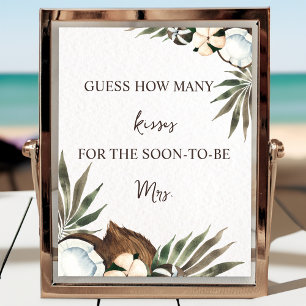 Affiche Fête des mariées tropicale Hawaiienne florale et n