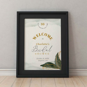 Affiche Fête des mariées Verdure or Aquarelle Bienvenue
