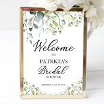 Affiche Fête des mariées verte Eucalyptus Bienvenue<br><div class="desc">Un panneau vert d'eucalyptus de bienvenue pour la douche nuptiale. Facile à personnaliser avec vos détails. Idéal pour la douche nuptiale à thème verdoyante ou jardin. Contactez-moi par conversation si vous avez des questions sur l'oeuvre ou avez besoin d'une personnalisation. VEUILLEZ NOTER : Pour obtenir de l'aide sur les commandes,...</div>